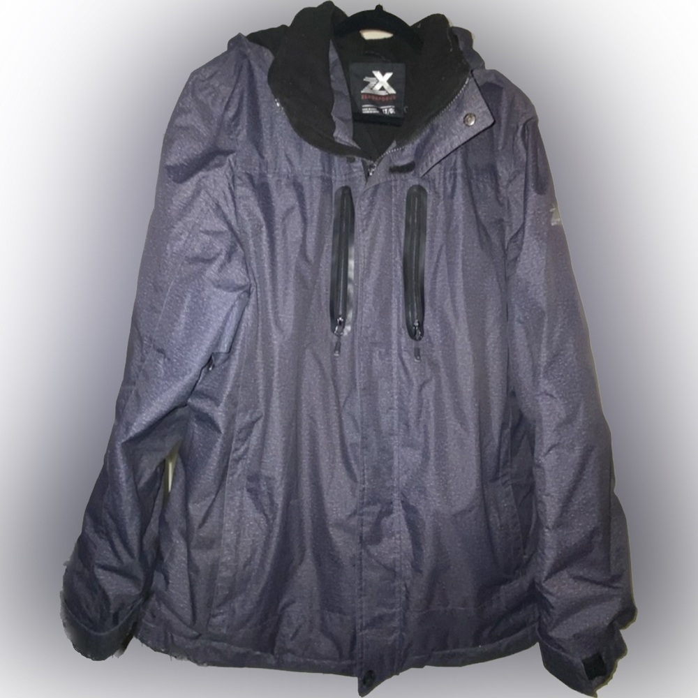 ZEROXPOSUR Mens Large Winter Hooded Grey Black Heavyweight Coat RN #117732 - Picture 3 of 7